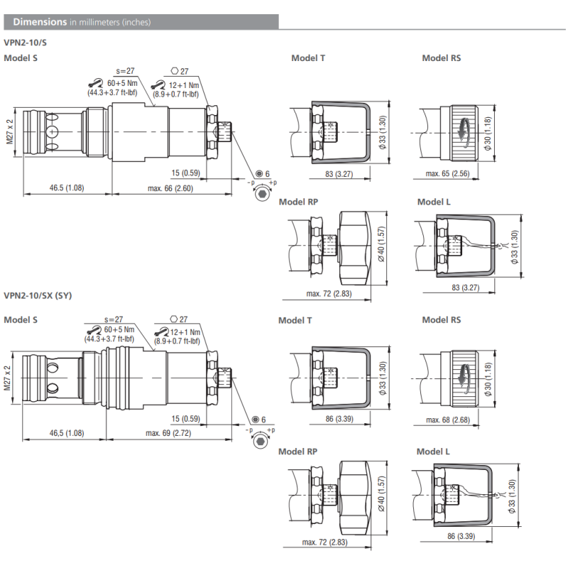 Zawór VPN2-10/S, Surface treatment: A, Seals: No designatio