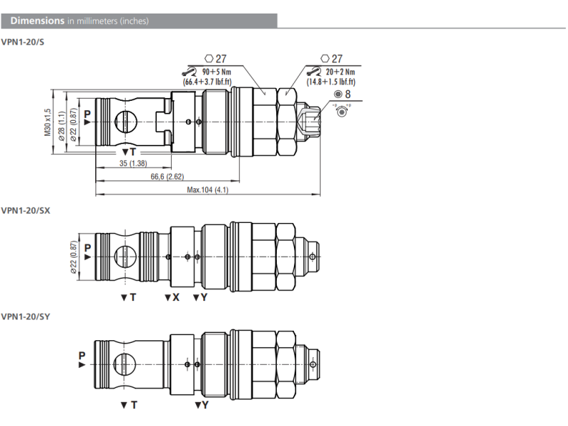 Zawór VPN1-20/S, Surface treatment: A, Seals: No designatio