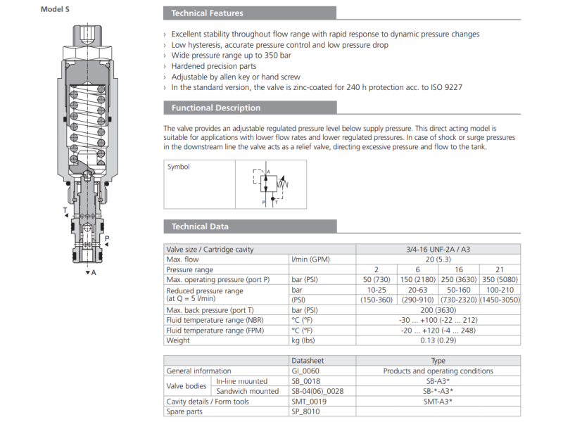 Zawór SP2A-A3, Surface treatment: A, Seals: No designation,