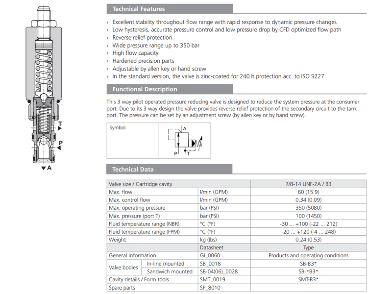 Zawór SP4A-B3, Surface treatment: A, Seals: No designation,