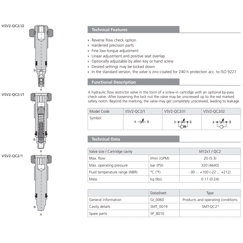 Zawór VSV2, Surface treatment: No designation, Adjustment o