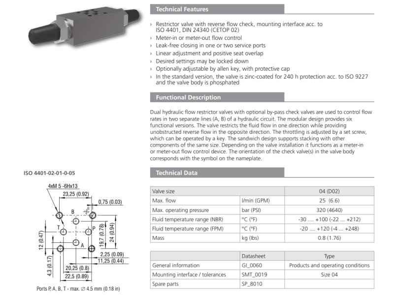 Zawór ST2C1A-A2, Surface treatment: A, Seals: No designation, Adjustment option: RS, Needle: ST21A