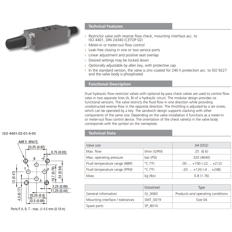 Zawór VSO1-04/M, Surface treatment: No designation, Seals: 