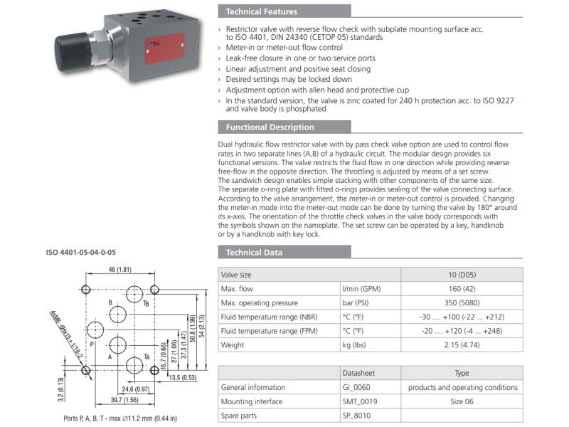 Zawór VSO3-10/M, Surface treatment: No designation, Seals: 