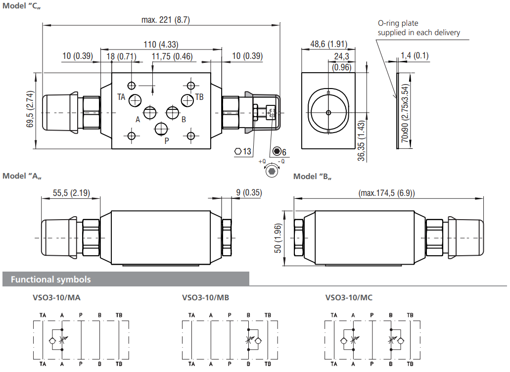 Zawór VSO3-10/M, Surface treatment: No designation, Seals: 