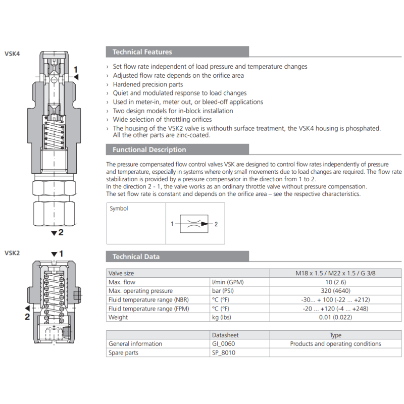 Zawór VSK, Surface treatment: No designation, Seals: No des