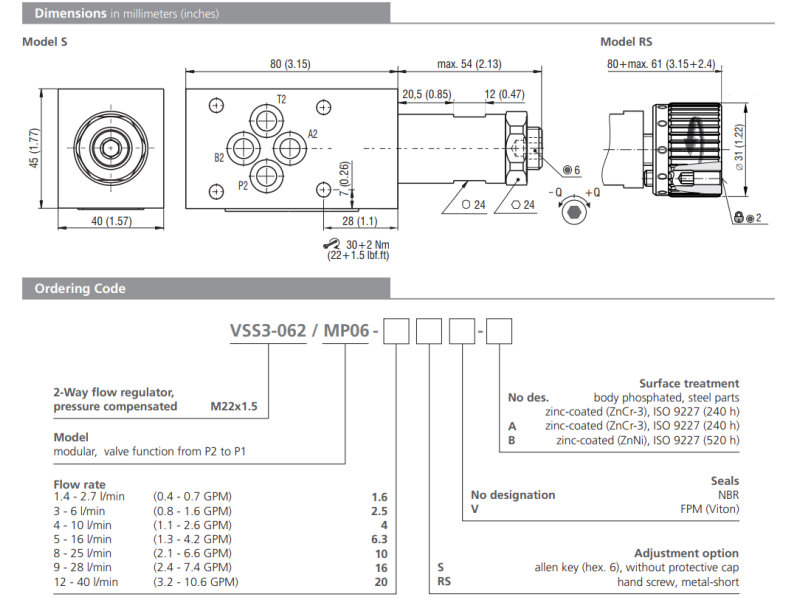 Zawór VSS3-062/M, Surface treatment: No designation, Seals: