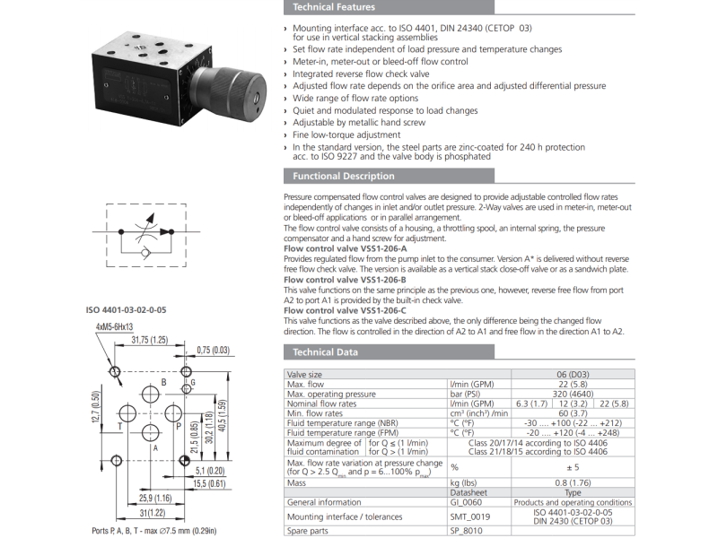 Zawór VSS1-206, Surface treatment: No designation, Seals: N
