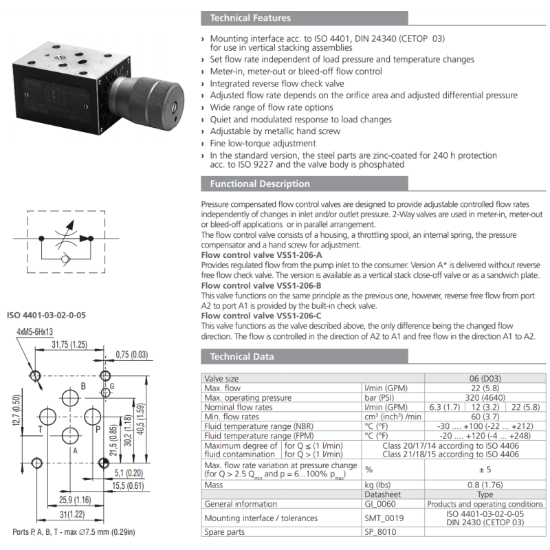 Zawór VSS1-206, Surface treatment: No designation, Seals: N