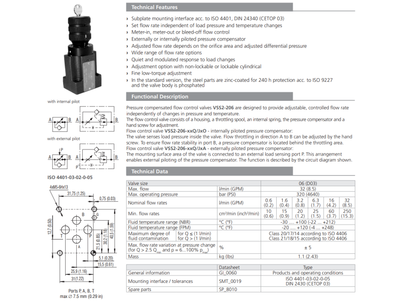 Zawór VSS2-206, Surface treatment: No designation, Seals: N