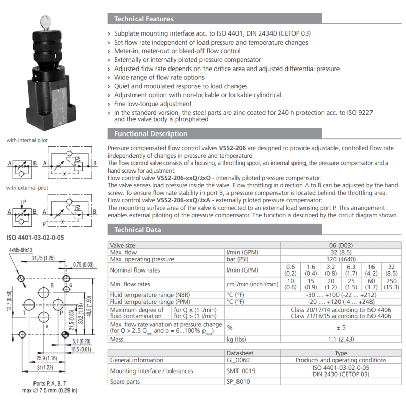 Zawór VSS2-206, Surface treatment: No designation, Seals: N