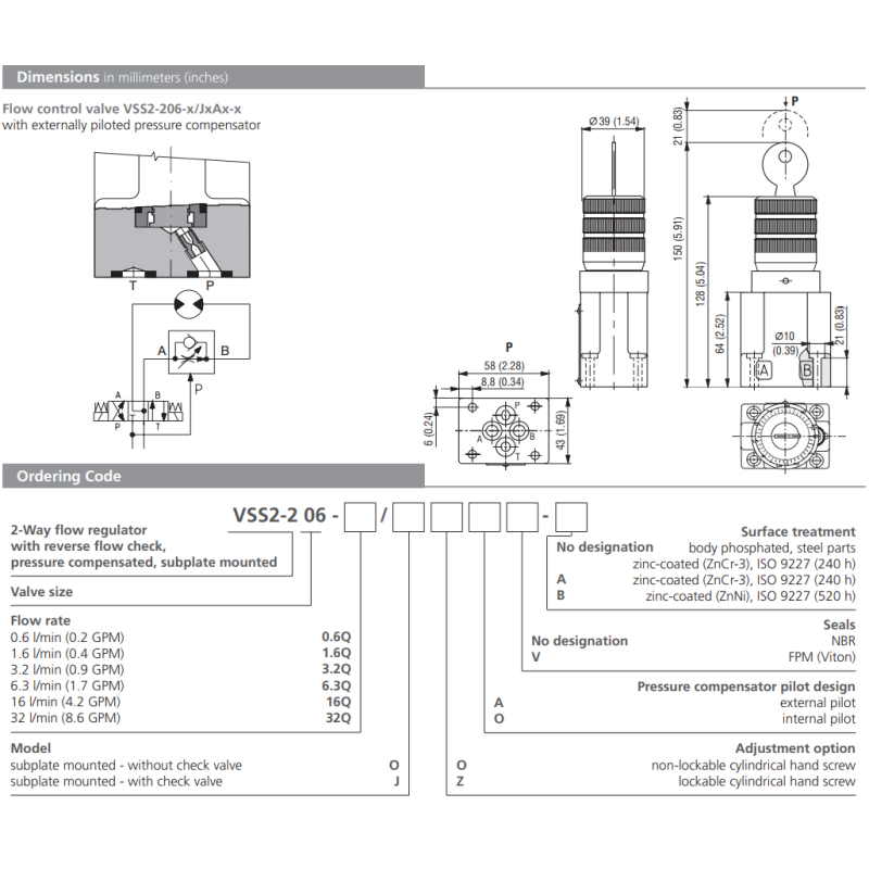Zawór VSS2-206, Surface treatment: No designation, Seals: N