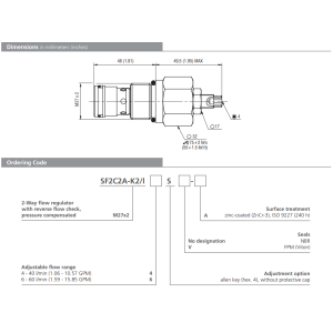 Zawór SF2C2A-K2/I, Seals: No designation, Adjustable flow r