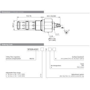 Zawór SF32A-K3/I, Seals: No designation, Adjustable flow ra