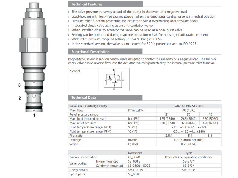 Zawór SO5A-BP3, Seals: No designation, Pressure range: 21, 