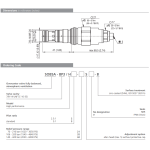 Zawór SOB5A-BP3, Seals: No designation, Pressure range: 21,