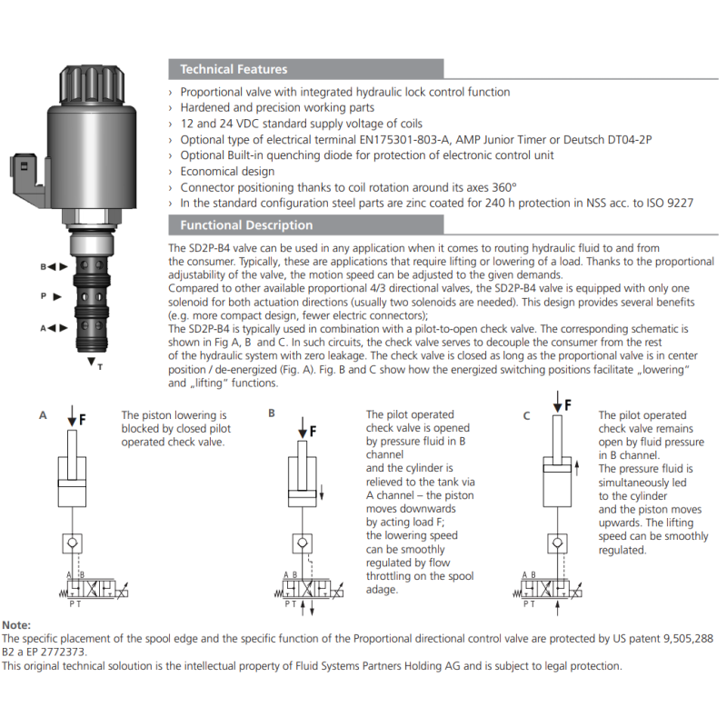 Zawór SD2P-B4, Napięcie: 12V, Surface treatment: A, Seals: