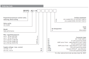 Zawór SR1P2-A2, Napięcie: 12V, Surface treatment: A, Seals