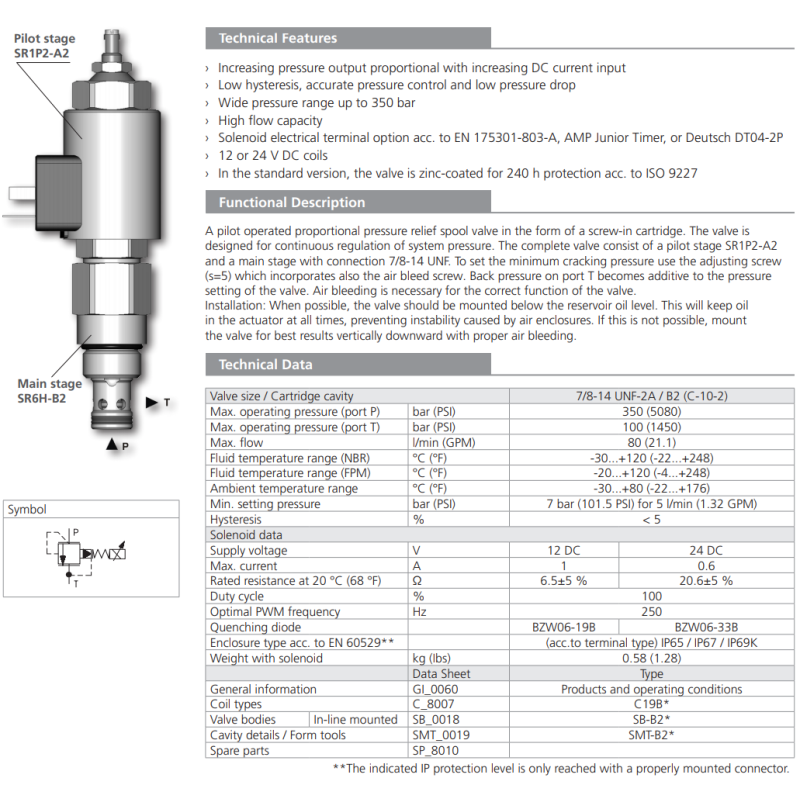 Zawór SR4P2-B2, Napięcie: 12V, Surface treatment: A, Seals