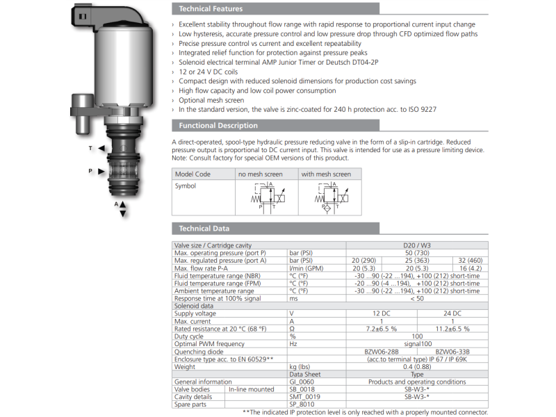 Zawór PP2P1-W3, Napięcie: 12V, Surface treatment: A, Seals