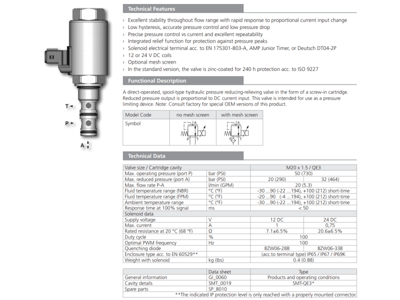 Zawór PVRM1-063, Napięcie: 12V, Surface treatment: A, Seal