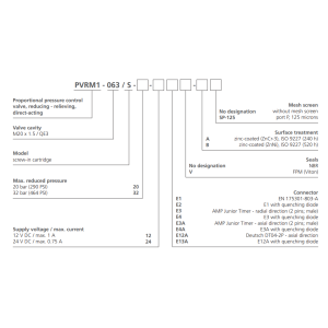 Zawór PVRM1-063, Napięcie: 12V, Surface treatment: A, Seal