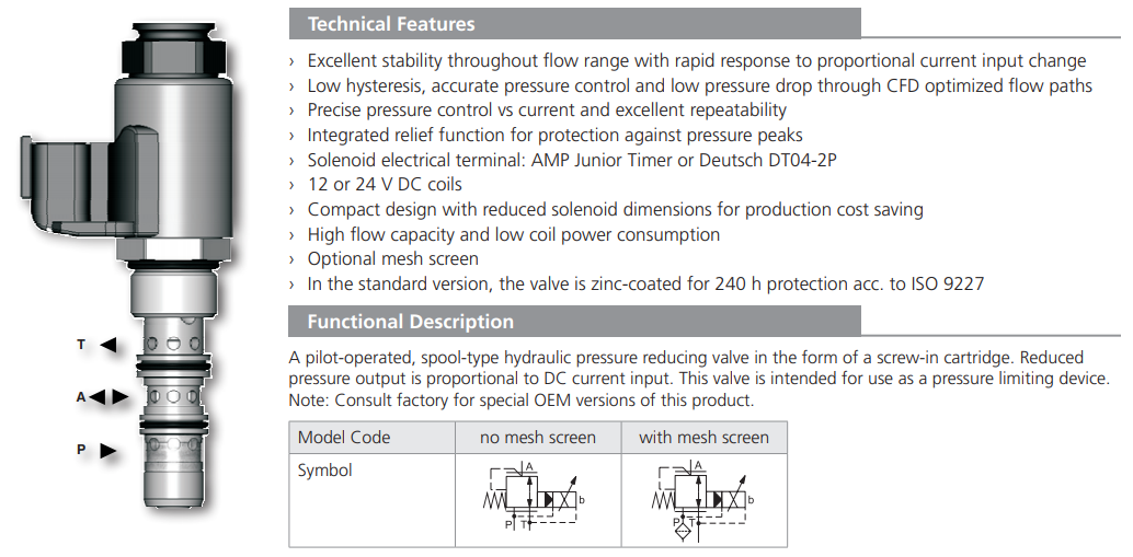 Zawór SP4P1-B4, Napięcie: 12V, Surface treatment: A, Seals