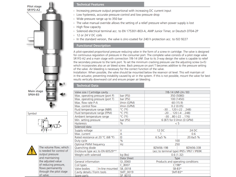Zawór SP4P2-B3, Napięcie: 12V, Surface treatment: A, Seals