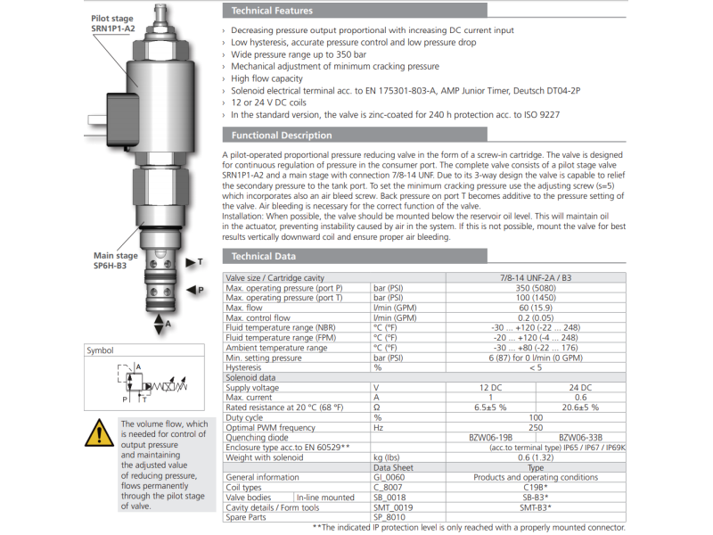 Zawór SPN4P1-B3, Napięcie: 12V, Surface treatment: A, Seal