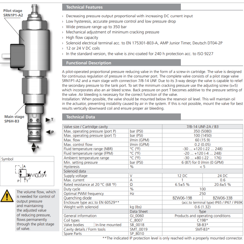 Zawór SPN4P1-B3, Napięcie: 12V, Surface treatment: A, Seal