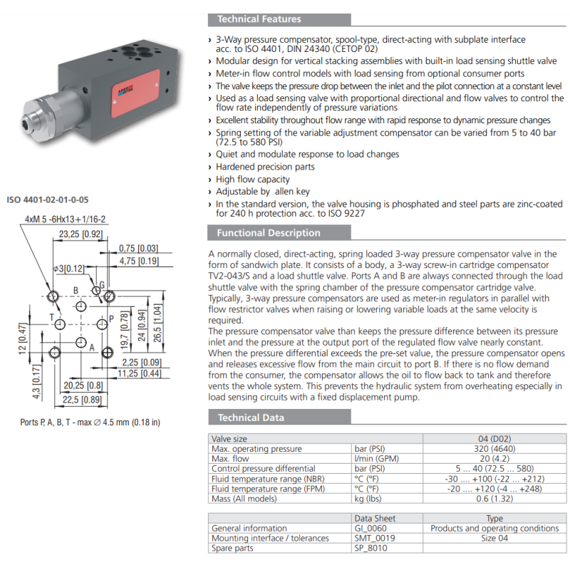 Zawór TV2-043/M, Surface treatment: No designation, Seals: 