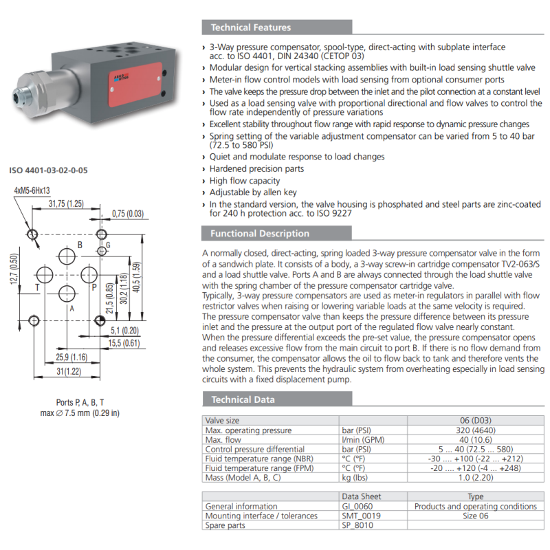 Zawór TV2-063/M, Surface treatment: No designation, Seals: 