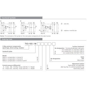 Zawór TV2-103/M, Surface treatment: B, Seals: V, Adjustment