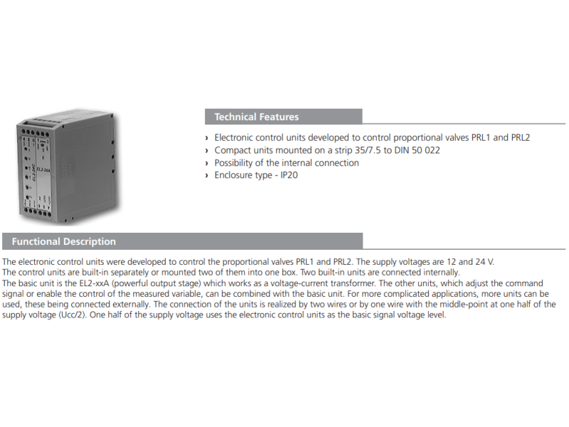 Jednostka kontrolująca EL2, Napięcie: 24V DC