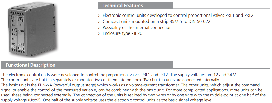 Jednostka kontrolująca EL2, Napięcie: 24V DC