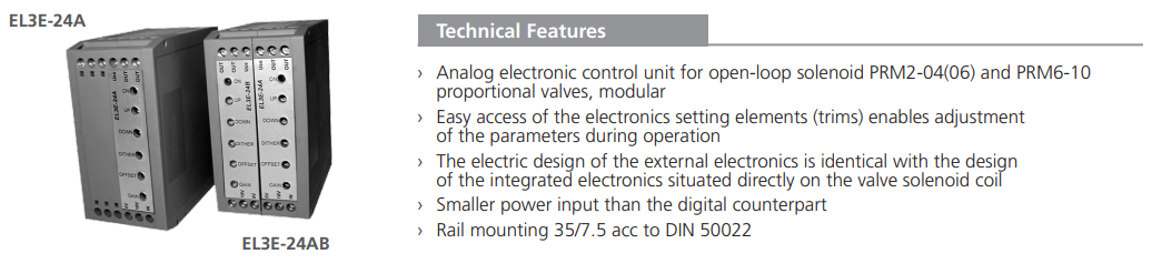 Jednostka kontrolująca EL3E, Napięcie: 24V DC
