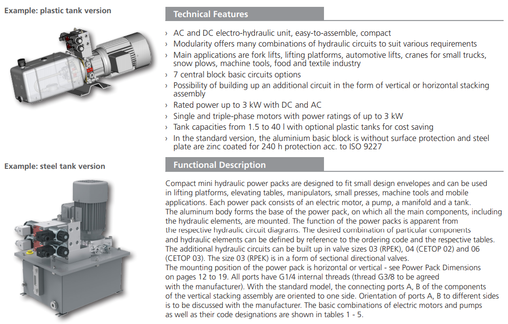 Zasilacz hydrauliczny SMA 05, Objętość geometryczna: 2,1 