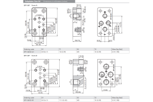 Pojedyńczy blok płytowy gwintowany DP - 04 (06, 10), Rozmi