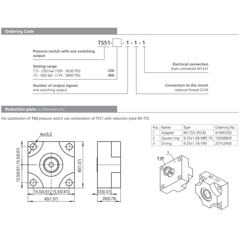 Przekaźnik ciśnienia TS51