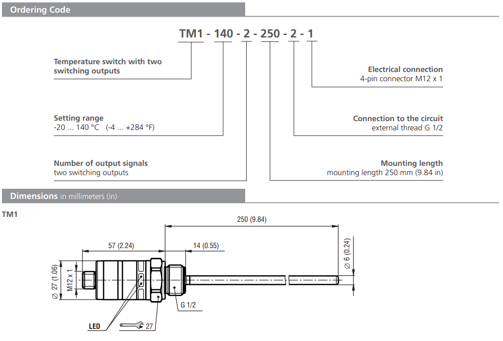 Przekaźnik ciśnienia TM1