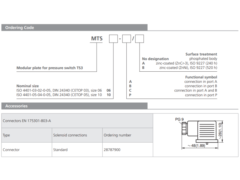 Przekaźnik ciśnienia TS3, MTS