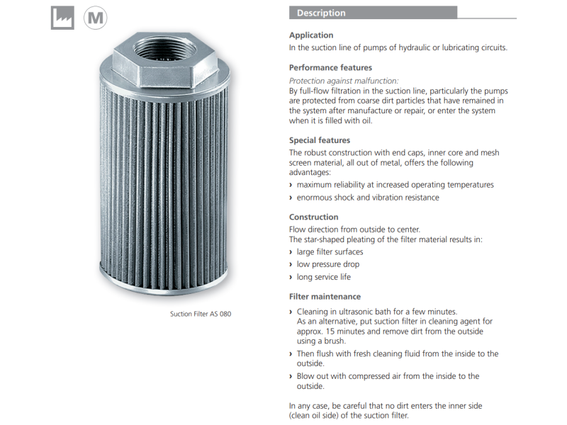 Filtr AS, Rozmiar filtra: D1-G3/4"