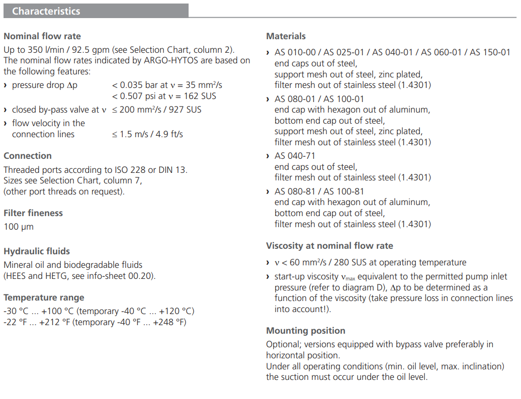 Filtr AS, Rozmiar filtra: D1-G3/4"