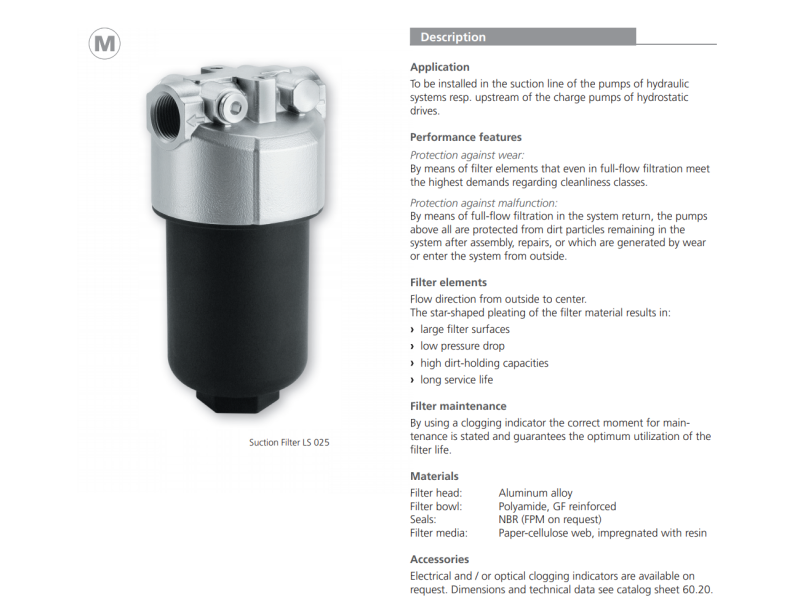 Filtr LS, Rozmiar filtra: D1-1.1/16"-12UN