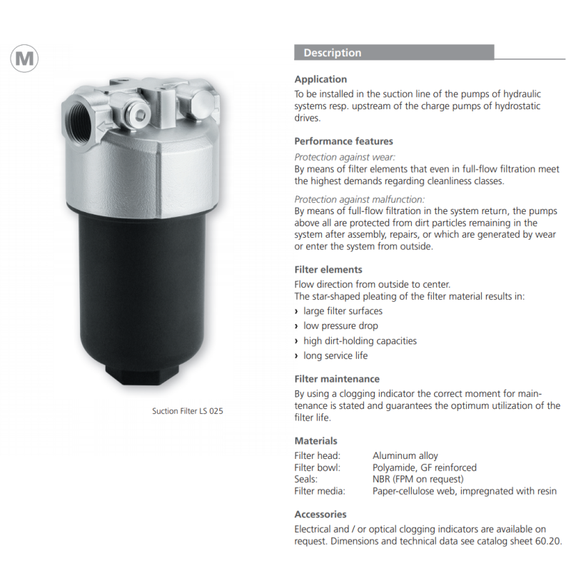 Filtr LS, Rozmiar filtra: D1-1.1/16"-12UN