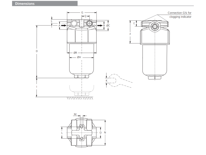 Filtr LS, Rozmiar filtra: D1-1.1/16"-12UN