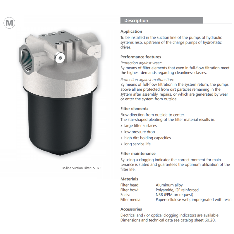 Filtr LS040 LS075, Rozmiar filtra: D2-G1.1/4"