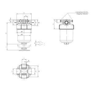 Filtr LS040 LS075, Rozmiar filtra: D2-G1.1/4"