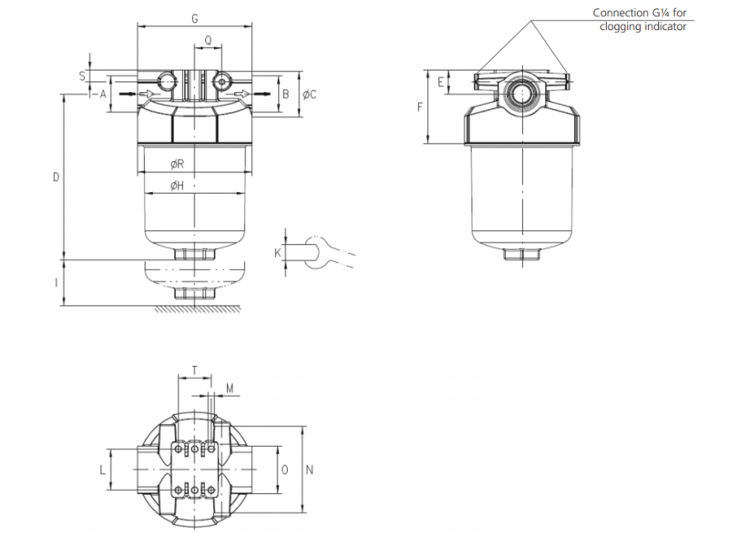 Filtr LS040 LS075, Rozmiar filtra: D2-G1.1/4"