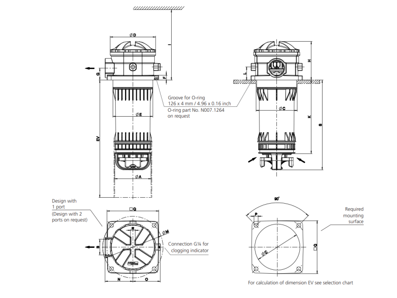 Filtr ES 075, Rozmiar filtra: D1-G1"